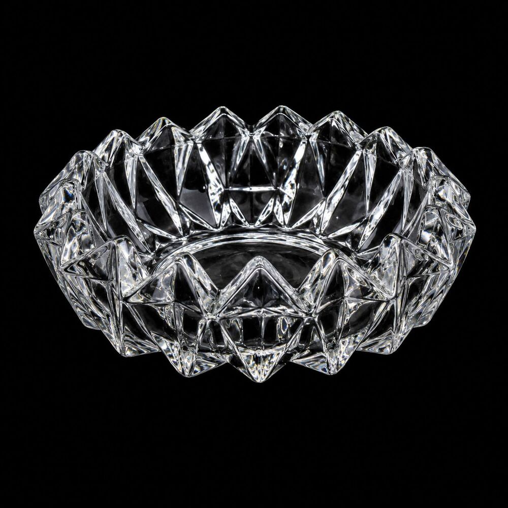 Vintage KIG Malaysia Clear Pressed Glass Starburst Crystal Style Bowl